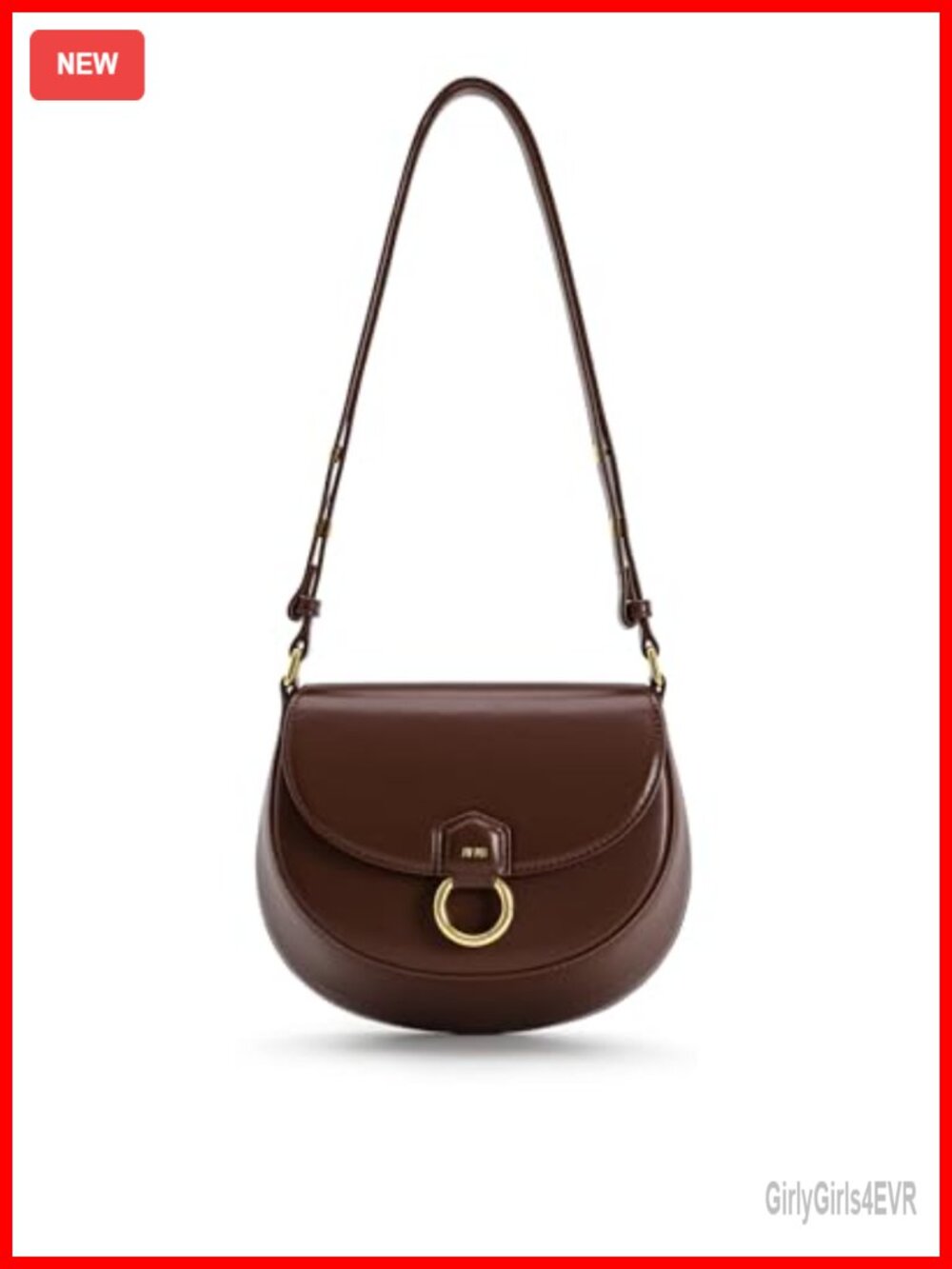 Vegan Leather Saddle Shoulder Crossbody Bag Adjustable Strap Flap